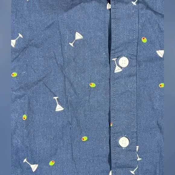 NWT Large J. Crew Classic Navy Shirt with Martini Glass All Over Print - Picture 2 of 10